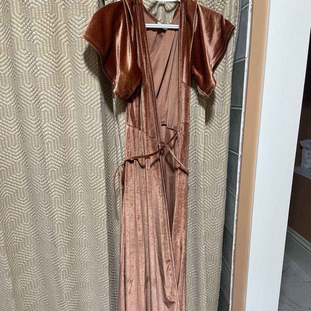 Baltic Born Burnt Orange Velvet Dress - small